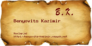 Benyovits Kazimir névjegykártya